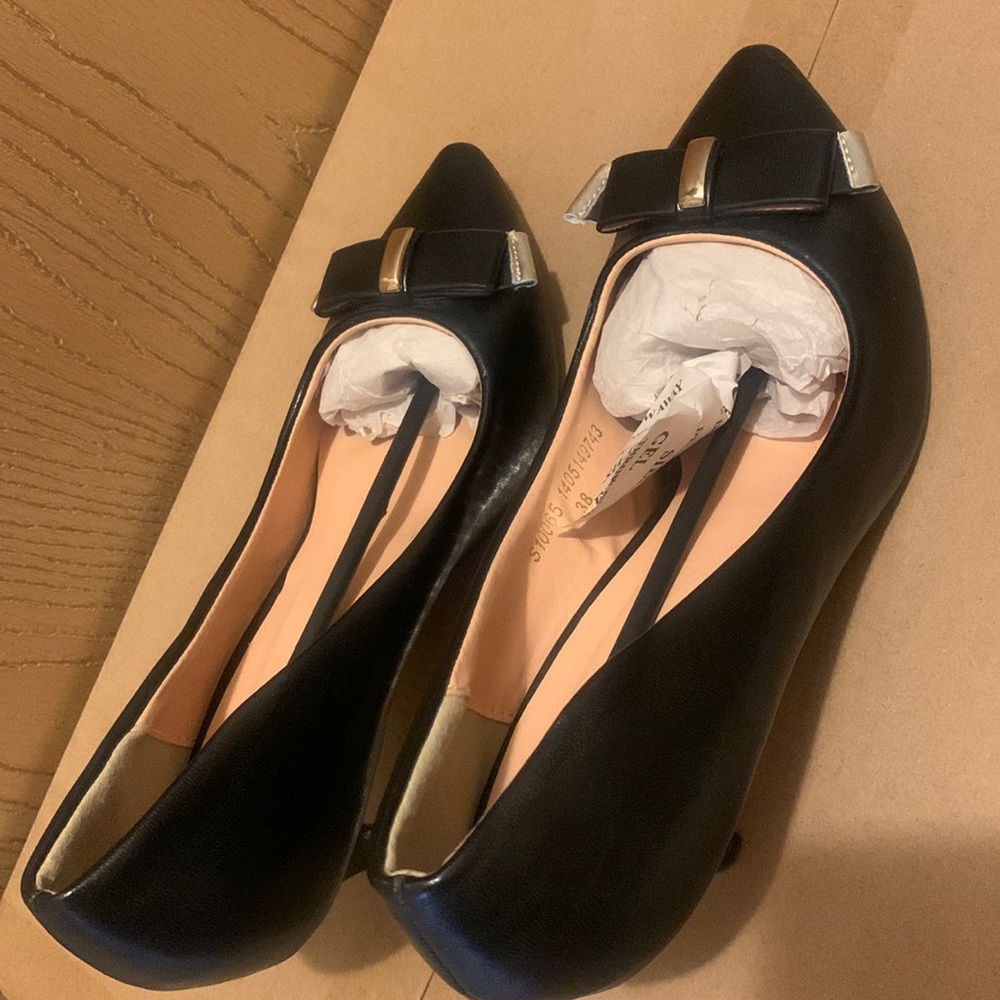 Karen & Chloe Pointed Black Bow Heels Shoes size 38